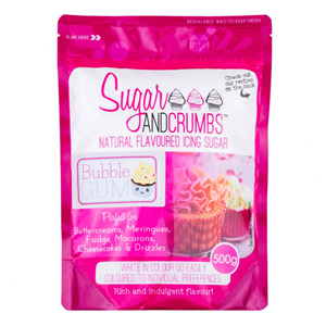 Sugar & Crumbs Bubblegum Icing Sugar 500g (Bulk Buy Pack Of 6)