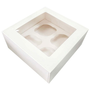 Simply Making Window Cupcake Box 3 Inch Deep - White - Holds 4  - 2 Pack