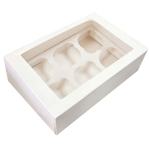 Simply Making Window Cupcake Box 3 Inch Deep - White - Holds 6  - 10 Pack
