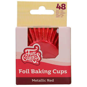 FunCakes Metallic Red - Foil Baking Cups Pack Of 48