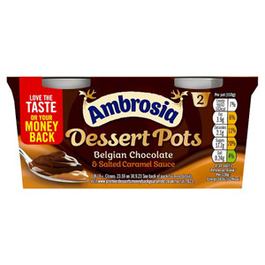 Ambrosia Belgian Choc and Salted Caramel Custard 2 Pack