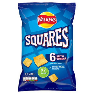 Walkers Squares Salt and Vinegar 6 Pack