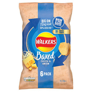 Walkers Baked Cheese and Onion Crisps 6 Pack