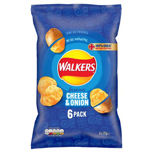 Walkers Cheese and Onion Crisps 6 Pack