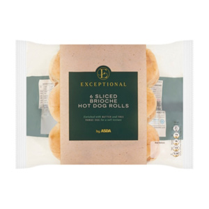 Exceptional By Asda 6 Sliced Brioche Hot Dog Rolls