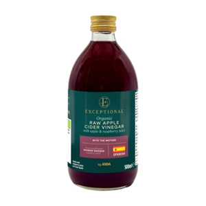 Exceptional By Asda Organic Raw Apple Cider Vinegar With Apple & Raspberry Juice