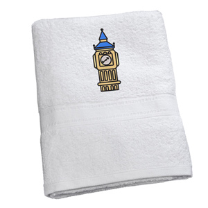 Luxury Cotton Bath Towel with Big Ben Embroidered Logo