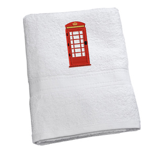 Luxury Cotton Bath Towel with Red Phone Box Embroidered Logo