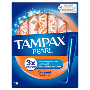 Tampax Super Plus Pearl Applicator Tampons 18 Pack