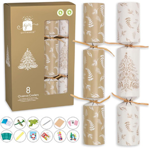 Giftmaker Cream and Gold Christmas Crackers 8 Pack x 6