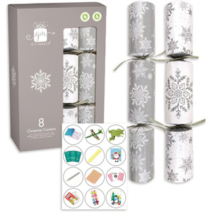 Giftmaker Silver and White Christmas Crackers 8 Pack x 6