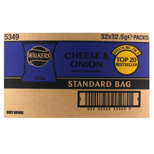 Walkers Cheese and Onion Crisps 50% Extra 32 x 50g