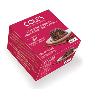 Coles Boxed Cranberry and Orange Liqueur Rich Fruit Pudding