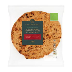Exceptional By Asda Hand-Stretched Sun-Dried Tomato & Herb Flatbreads