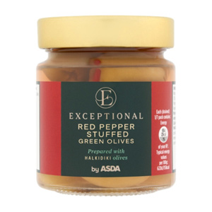 Exceptional By Asda Red Pepper Stuffed Green Olives