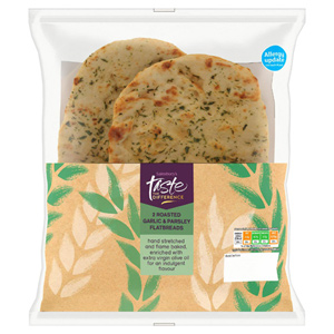 Sainsbury's Roasted Garlic & Parsley Flatbreads Autumn Edition, Taste the Differ