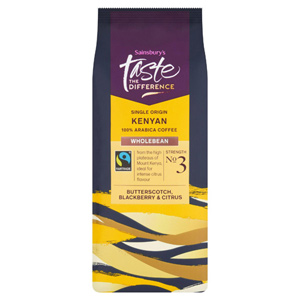 Sainsbury's Fairtrade Kenyan Coffee Beans, Taste the Difference, Strength 3