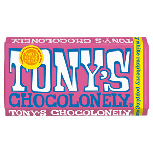 Tonys Chocolonely White Raspberry Popping Candy Bar