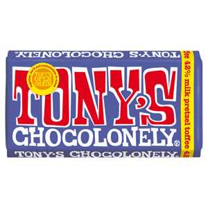 Tonys Chocolonely Fairtrade 42% Dark Milk Chocolate Pretzel Toffee