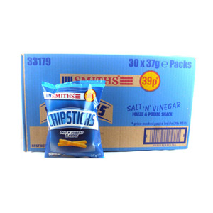 Smiths Chipsticks Salt & Vinegar Snacks Pm 39P - 30 x 37g