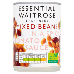 Essential Waitrose Mixed Beans in Spicy Tomato Sauce