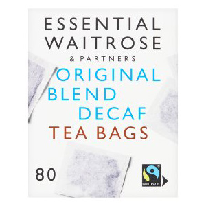 Essential Waitrose Fairtrade Decaf 80 Tea Bags Original Blend